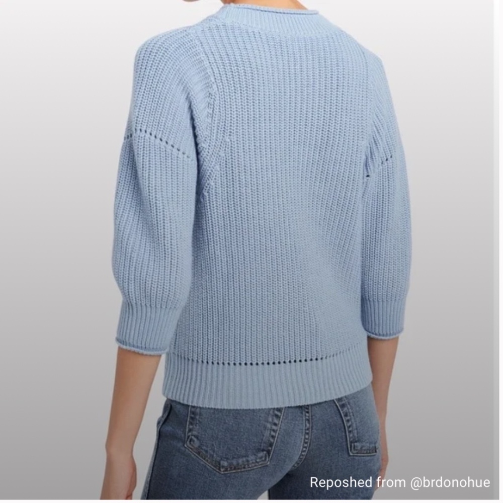 FRAME Puff-Sleeve Chunky Ribbed Knit Cotton/Cashmere Sweater NWOT/sz XS - Picture 4 of 15